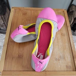 Puma Women's Sz 9 Pink Gray Yellow Ballet Flat